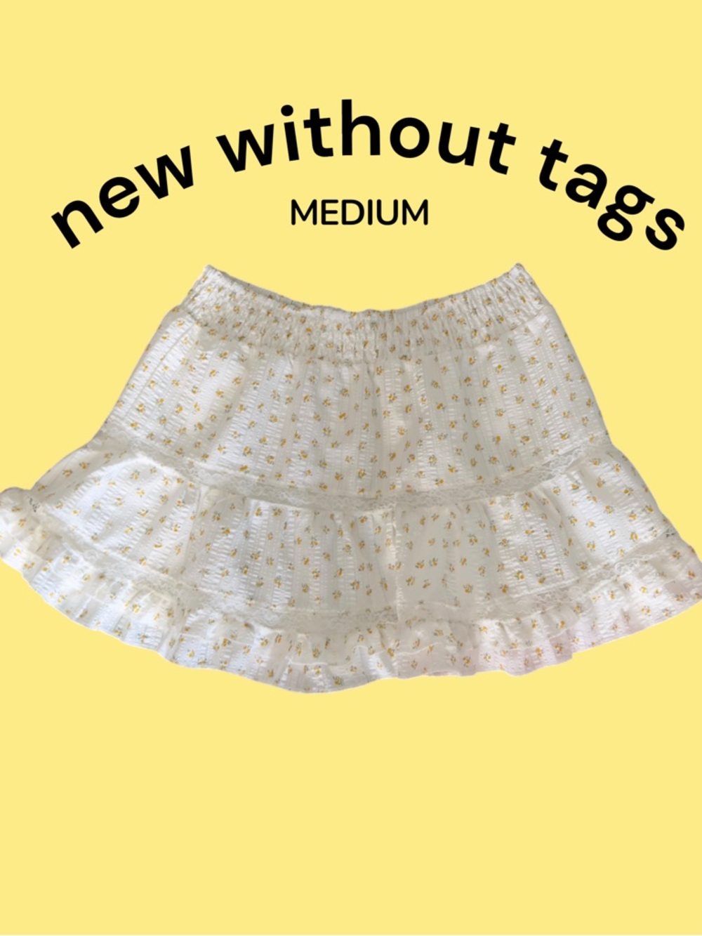 White Tiered Ruffle Mini Skirt with Gold Dot Print
